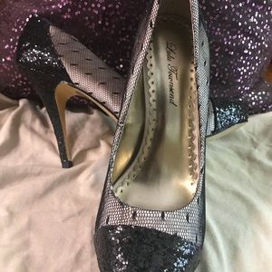 DSW Lulu Townsend Lace Glitter Pumps